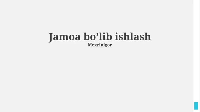 Jamoaviy ish 1