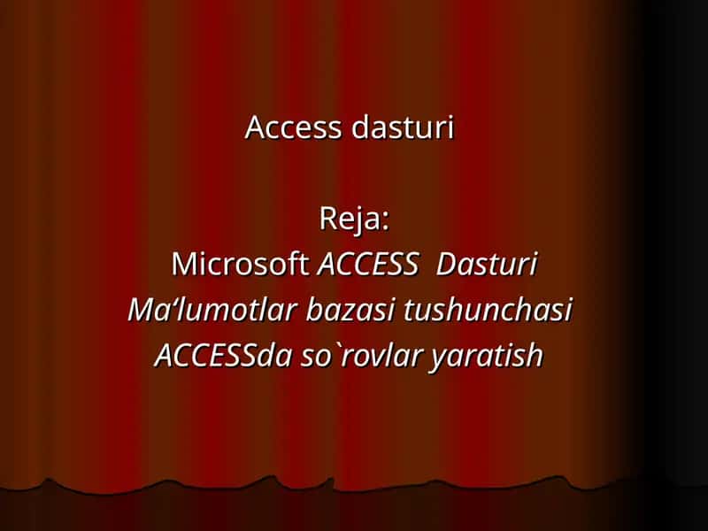 Microsoft ACCESS Dasturi 1