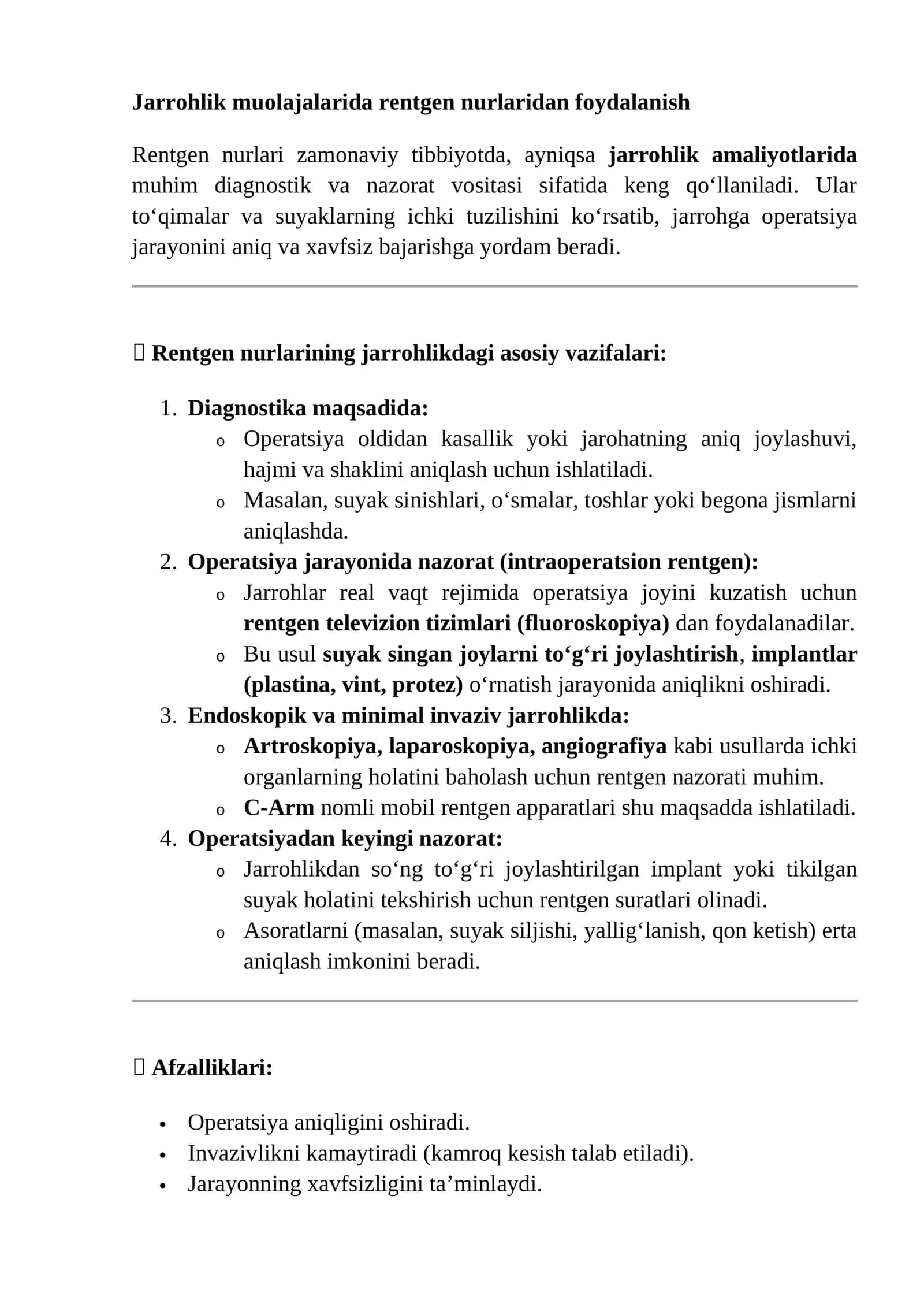 Jarrohlik muolajalarida rentgen nurlaridan foydalanish 1