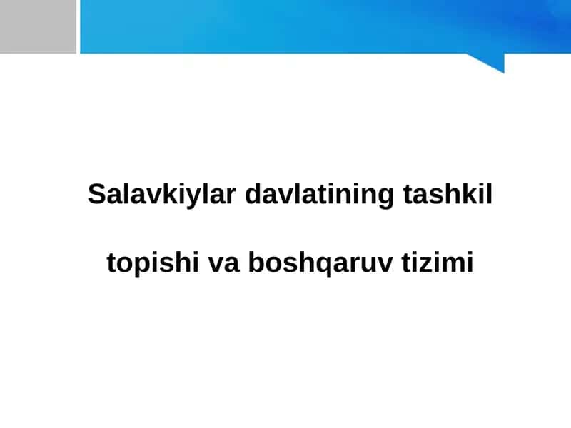 Salavkiylar davlatining tashkil topishi 1