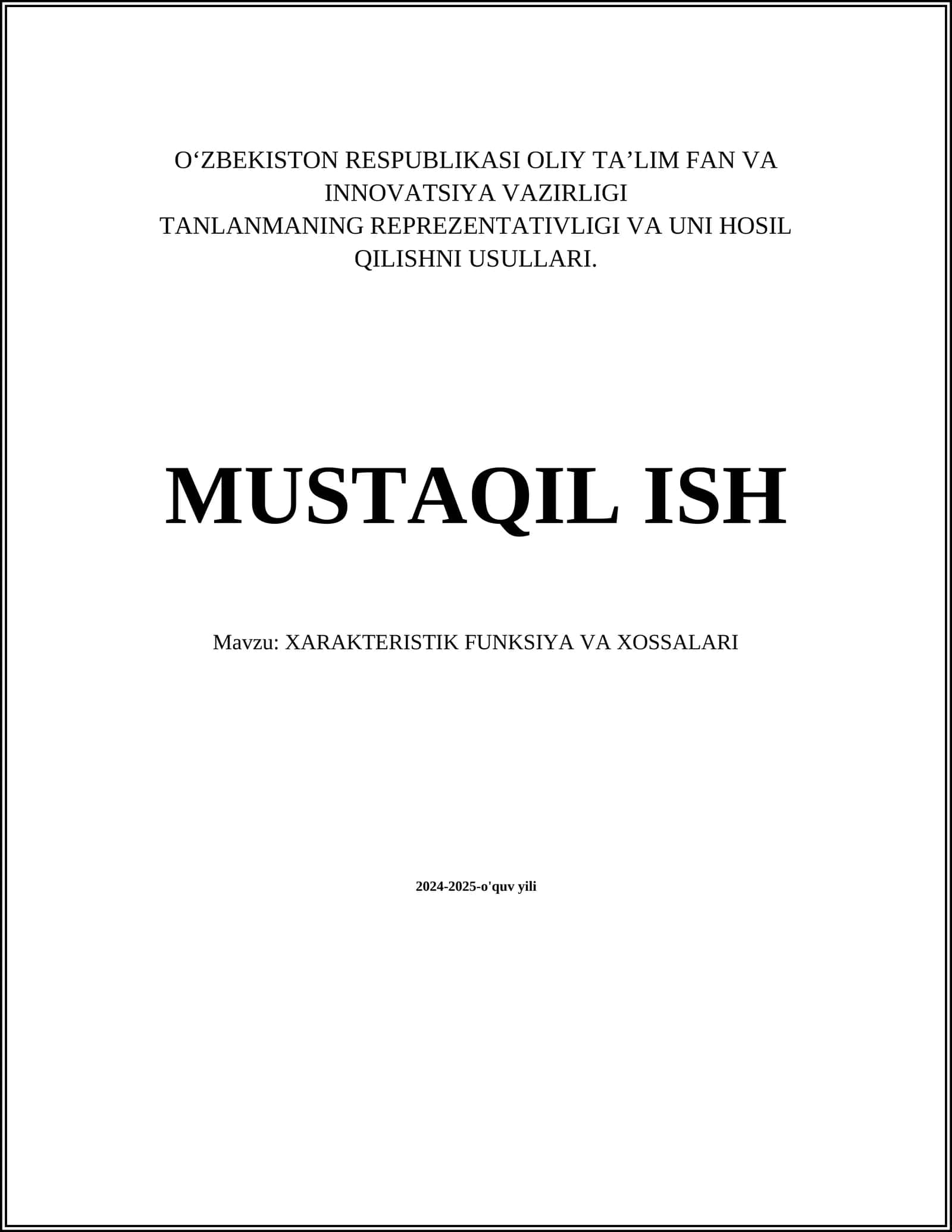 XARAKTERISTIK FUNKSIYA VA XOSSALARI 1