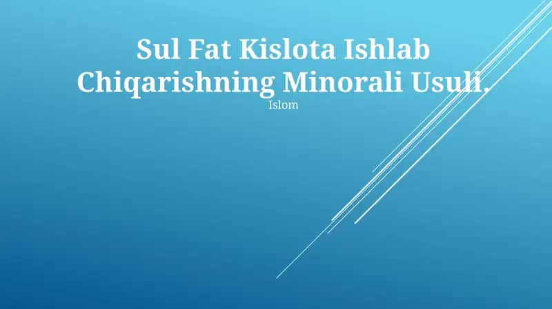 Sul Fat Kislota Ishlab Chiqarishning Minorali Usuli 1