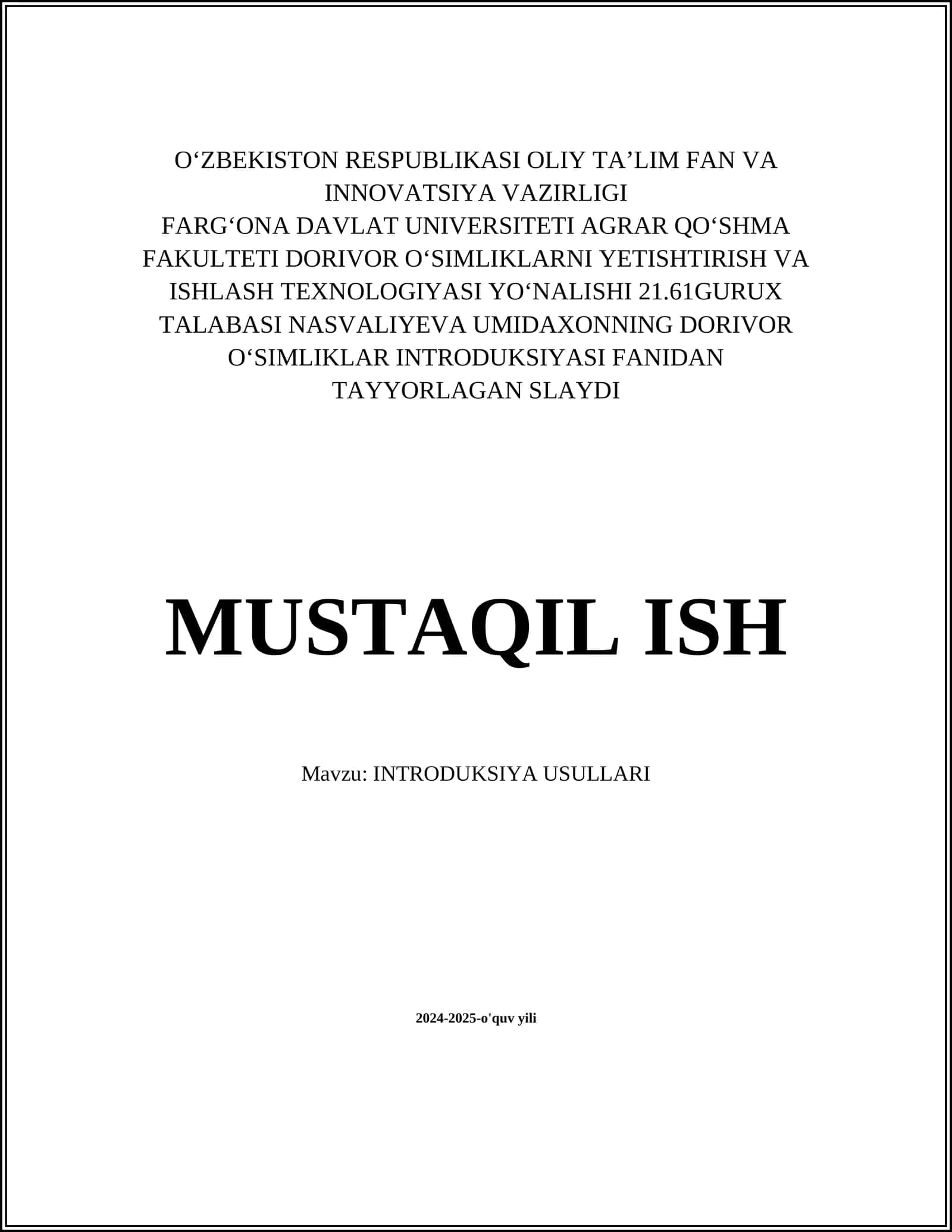 INTRODUKSIYA USULLARI 1