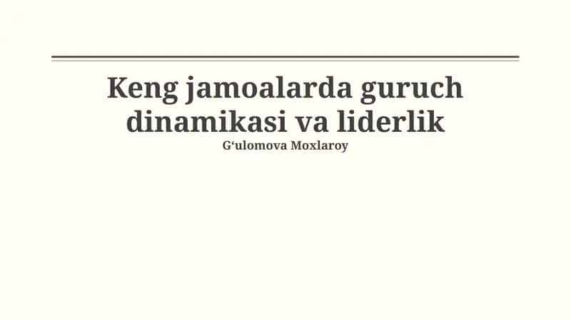 Liderlik Uslublari va Guruch Dinamikasi 1