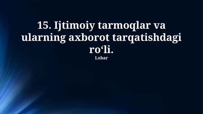 Ijtimoiy tarmoqlar va ularning axborot tarqatishdagi roʻli 1
