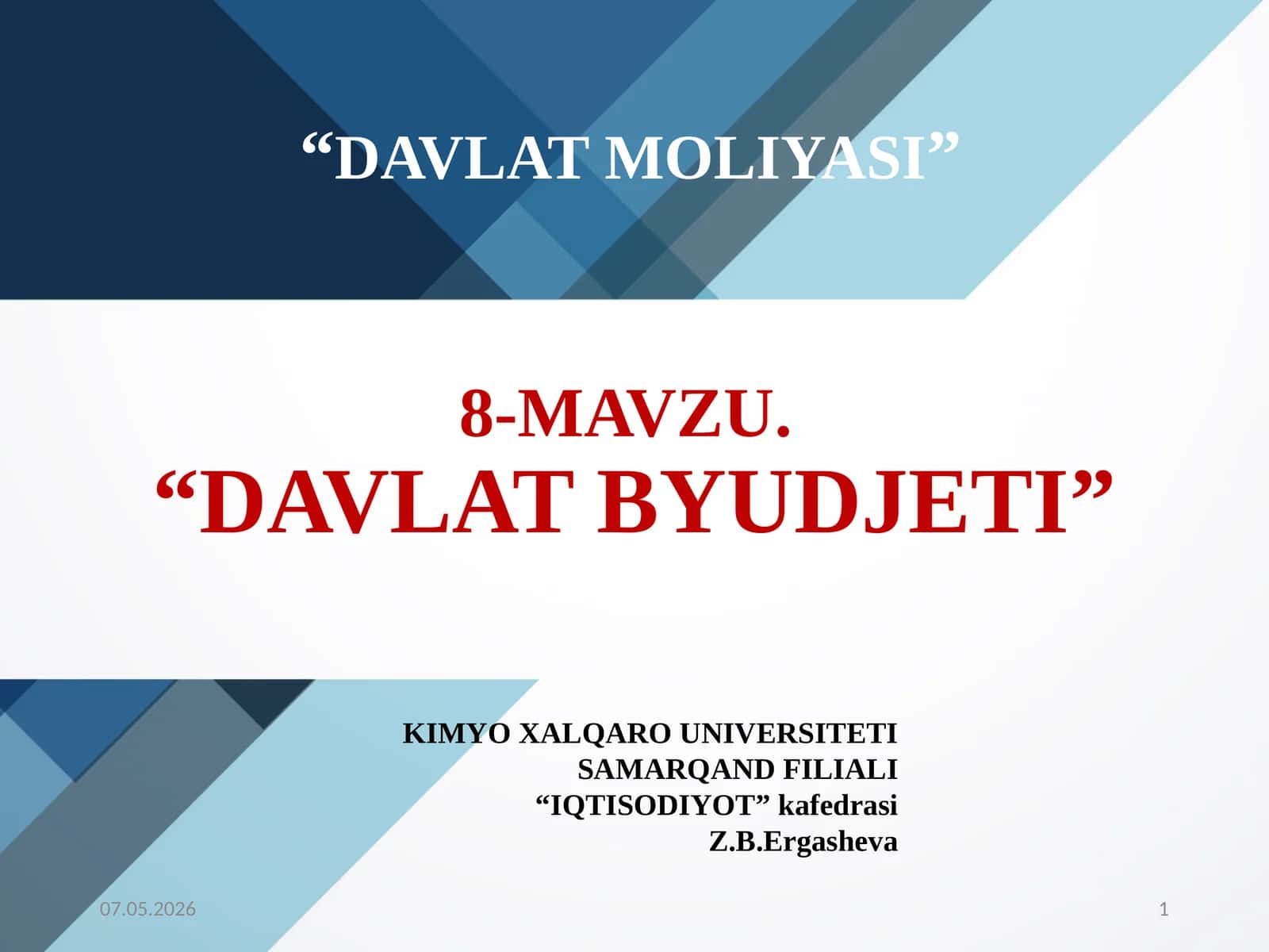 DAVLAT MOLIYASI 1