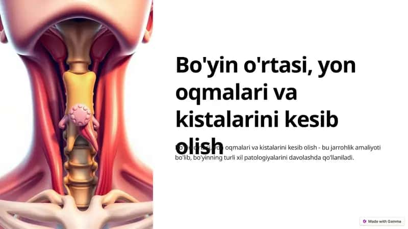 Bo'yin o'rtasi, yon oqmalari va kistalarini kesib olish 1