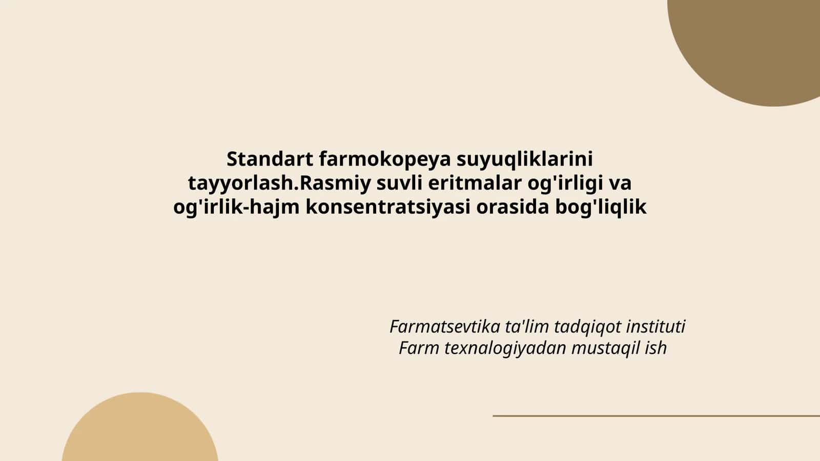 Standart farmokopeya suyuqliklarini tayyorlash 1