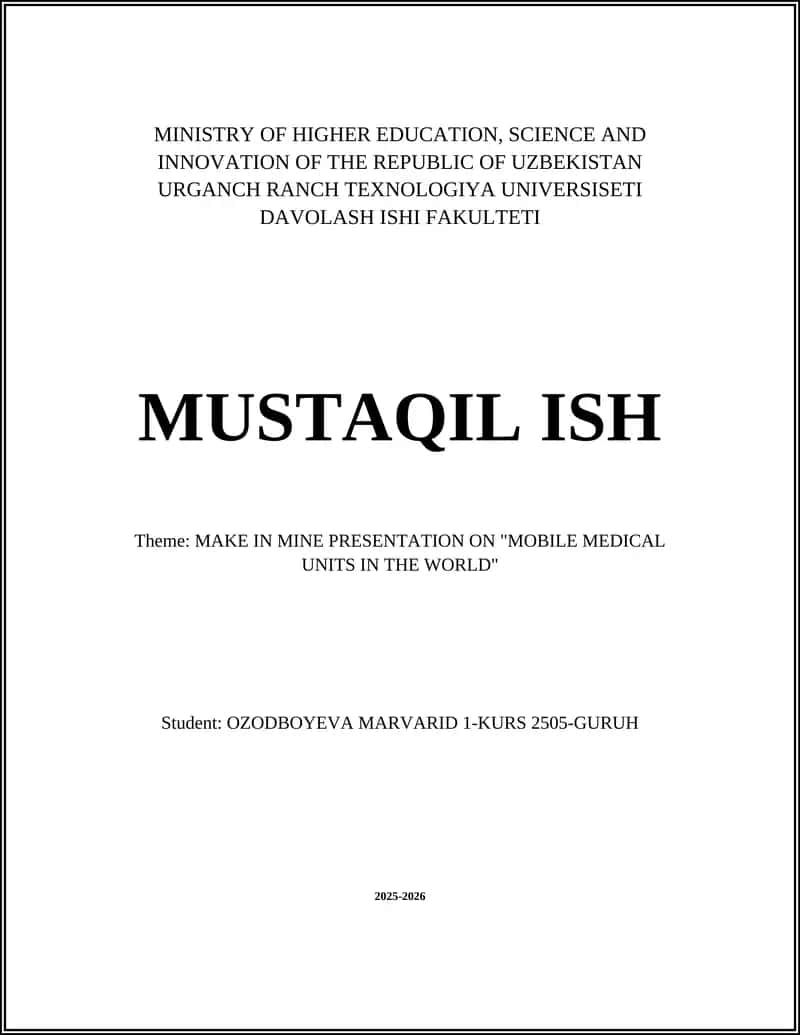 MOBILE MEDICAL UNITS IN THE WORLD Presentation 1