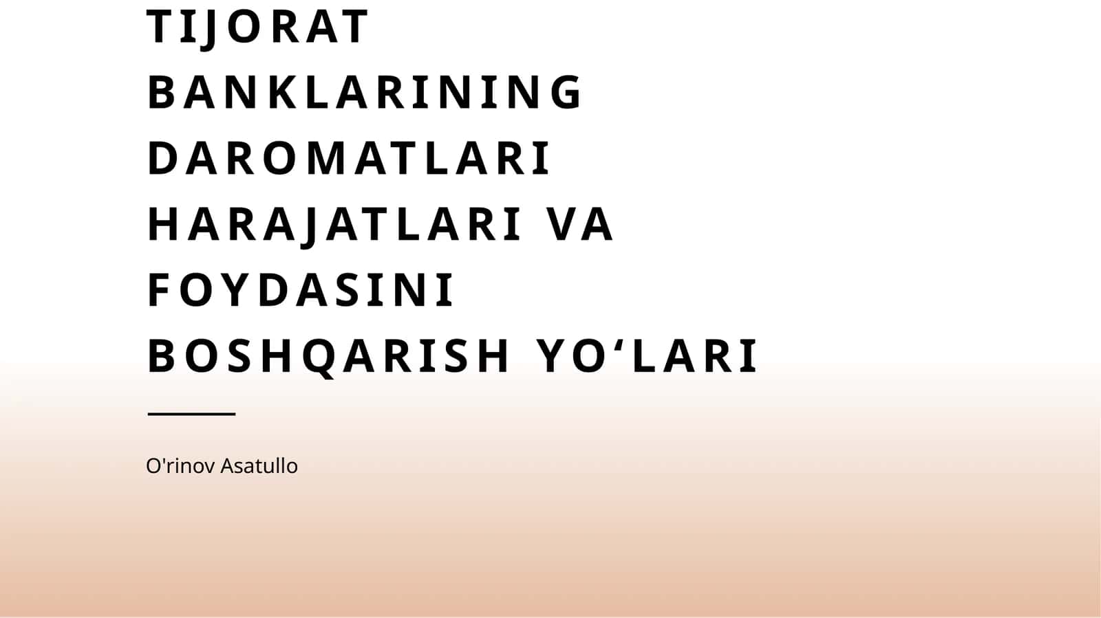 Tijorat banklarining daromatlari harajatlari va foydasini boshqarish yoʻlari 1
