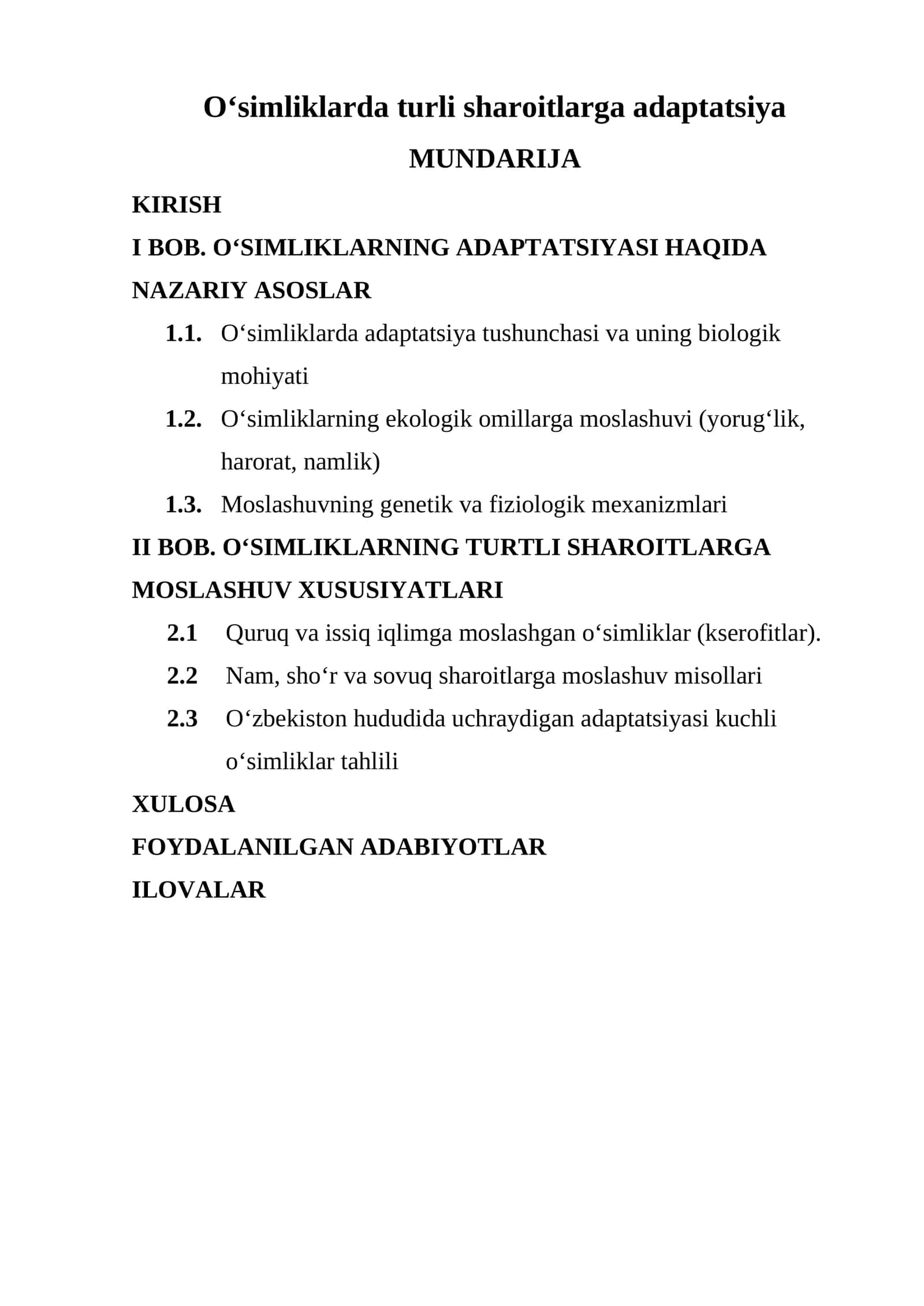 O‘simliklarda turli sharoitlarga adaptatsiya 1