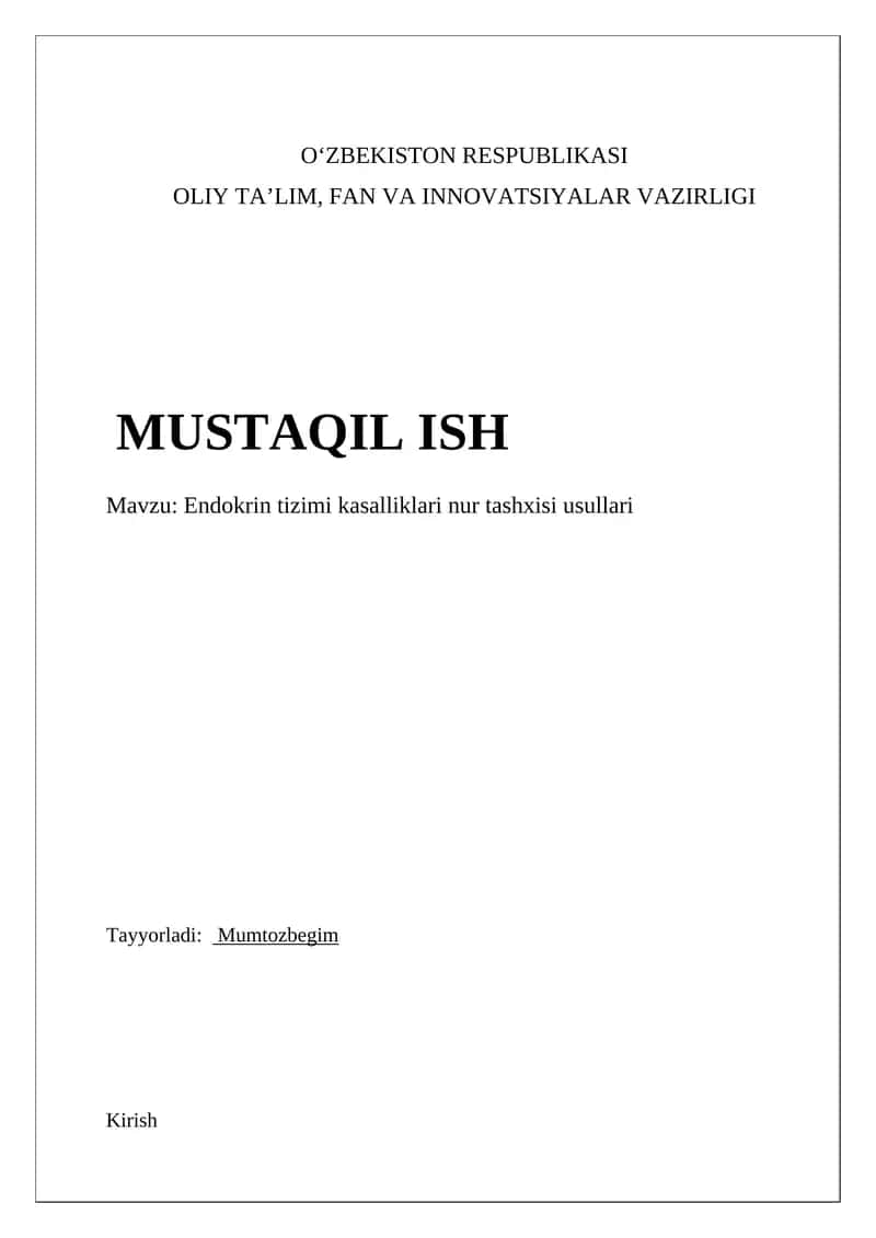 Endokrin tizimi kasalliklari nur tashxisi usullari 1