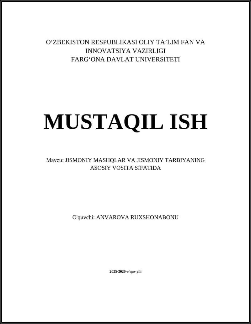 Jismoniy Mashqlar va Jismoniy Tarbiya 1