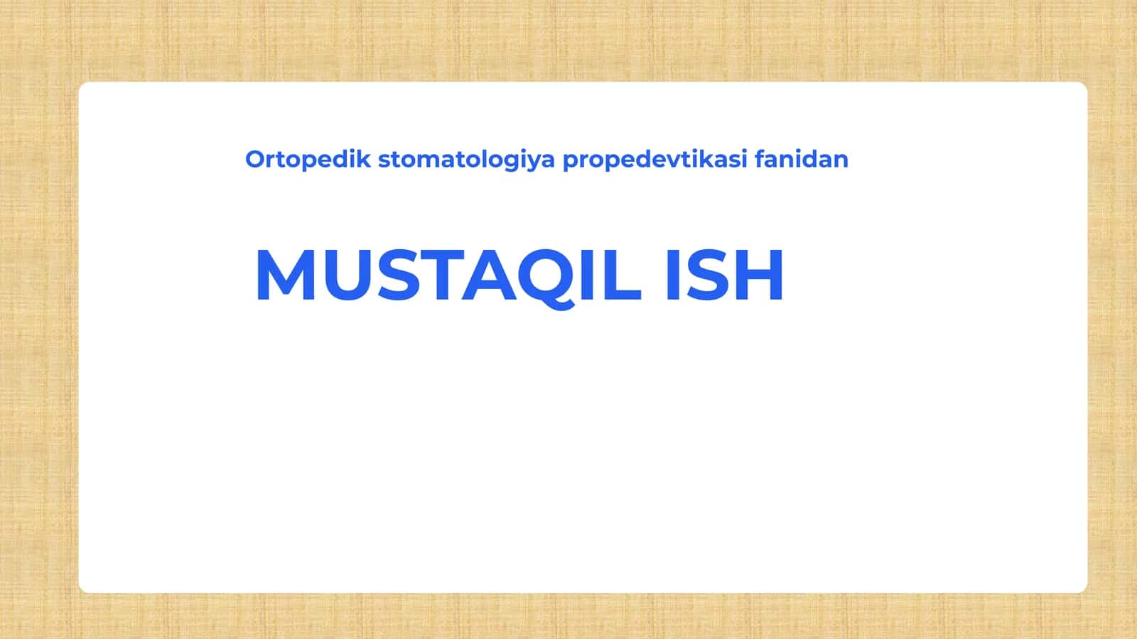 Ortopedik stomatologiya propedevtikasi 1