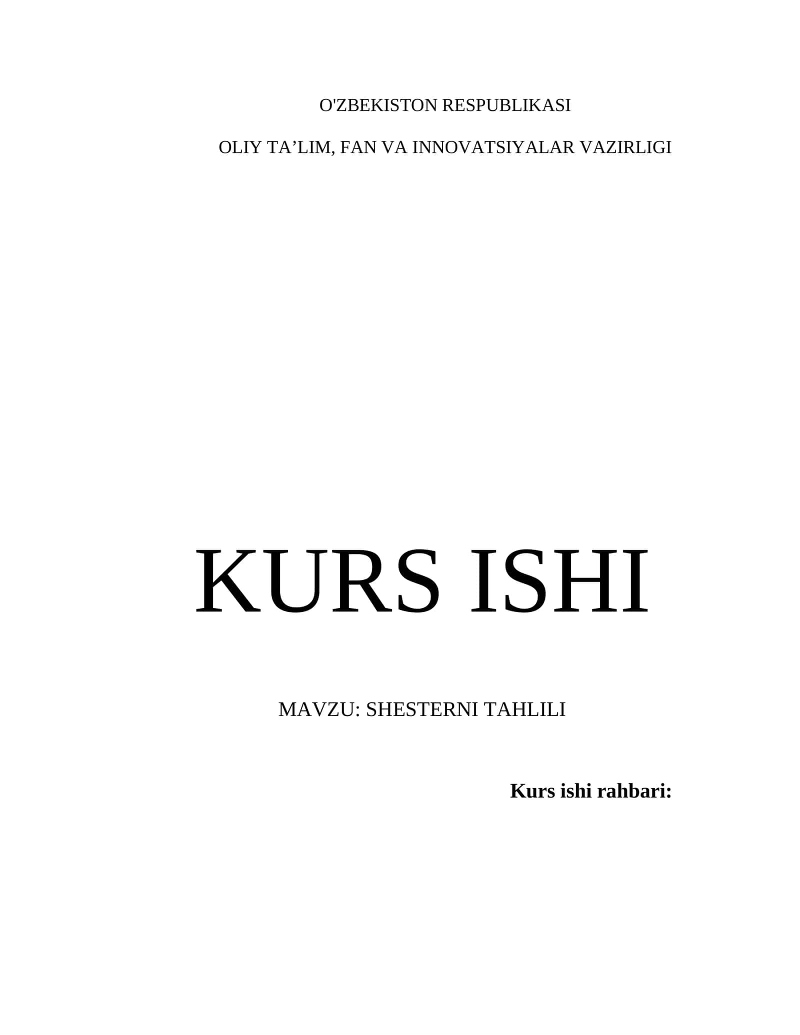SHESTERNI TAHLILI 1