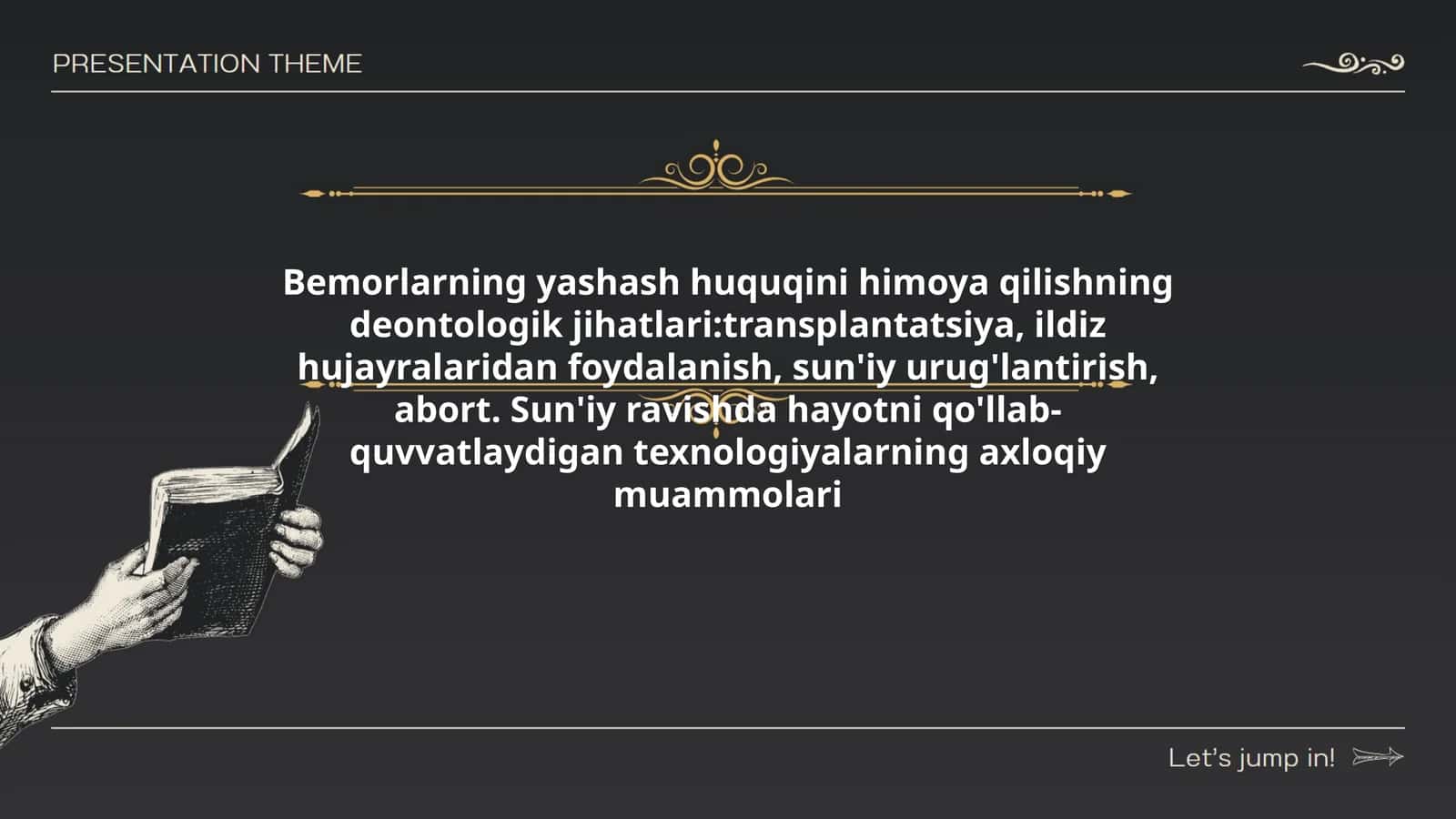 Bemorlarning yashash huquqini himoya qilishning deontologik jihatlari:transplantatsiya, ildiz hujayralaridan foydalanish, sun'iy urug'lantirish, abort 1