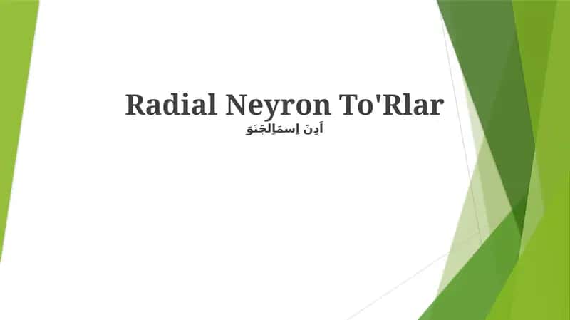 Radial Neyron To'Rlar 1