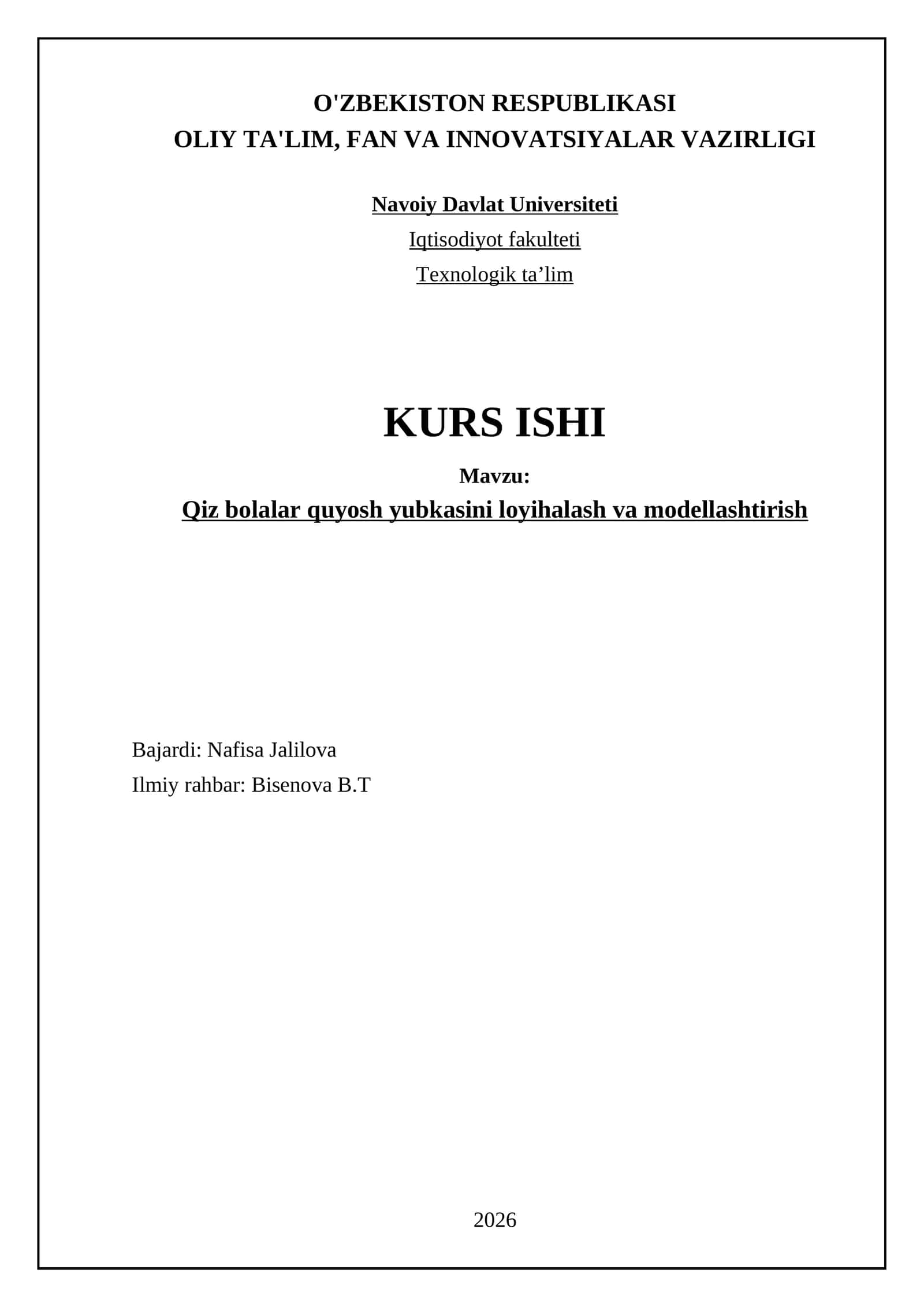 Qiz bolalar quyosh yubkasini loyihalash va modellashtirish 1