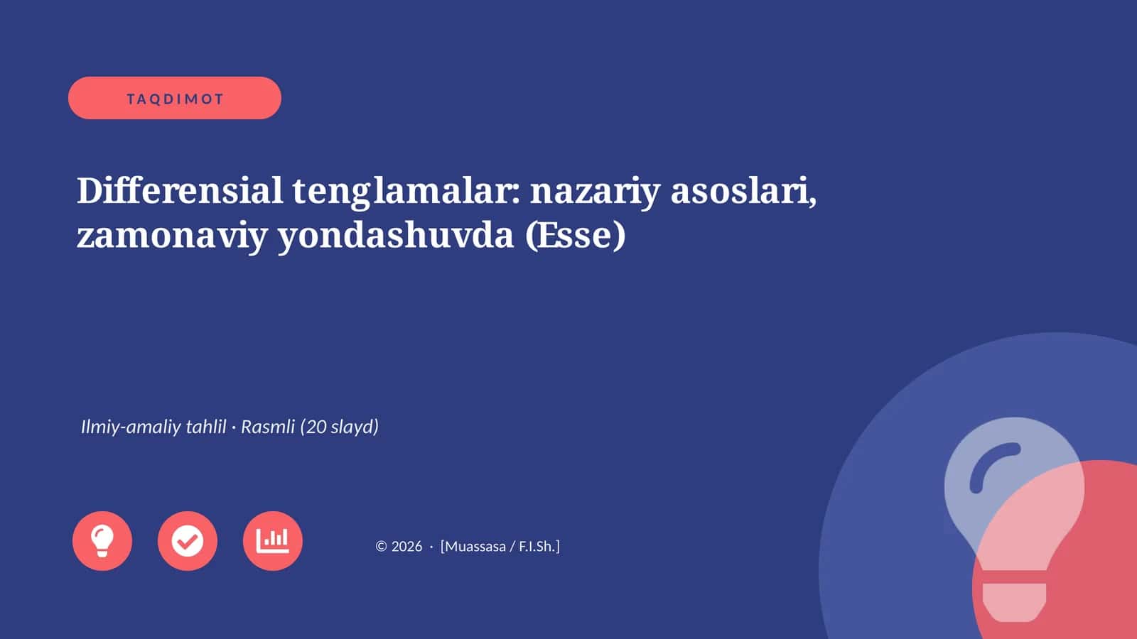 Differensial tenglamalar: nazariy asoslari, zamonaviy yondashuvda (Esse) 1