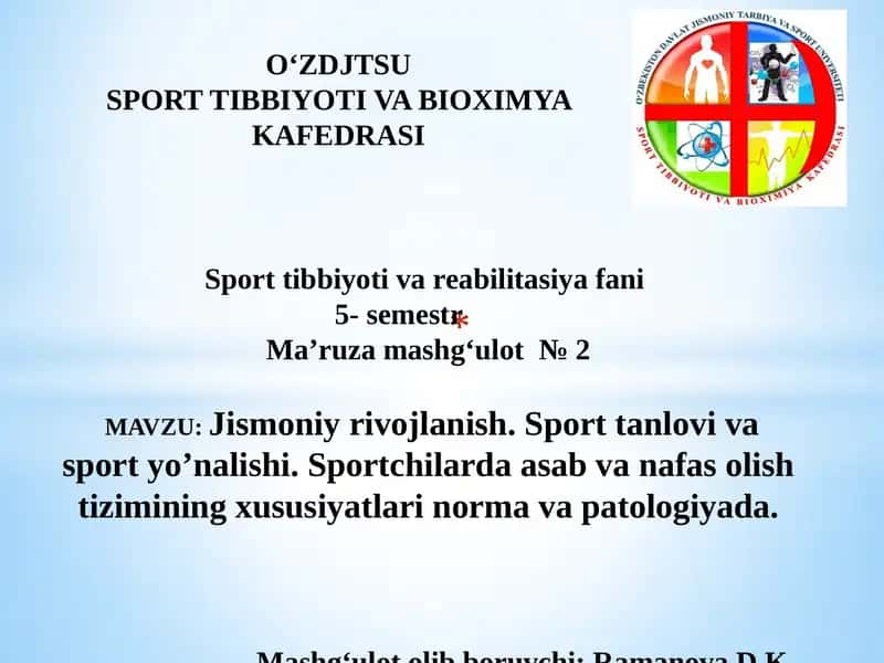 Sport tibbiyotiva reabilitatsiya fanlari 1