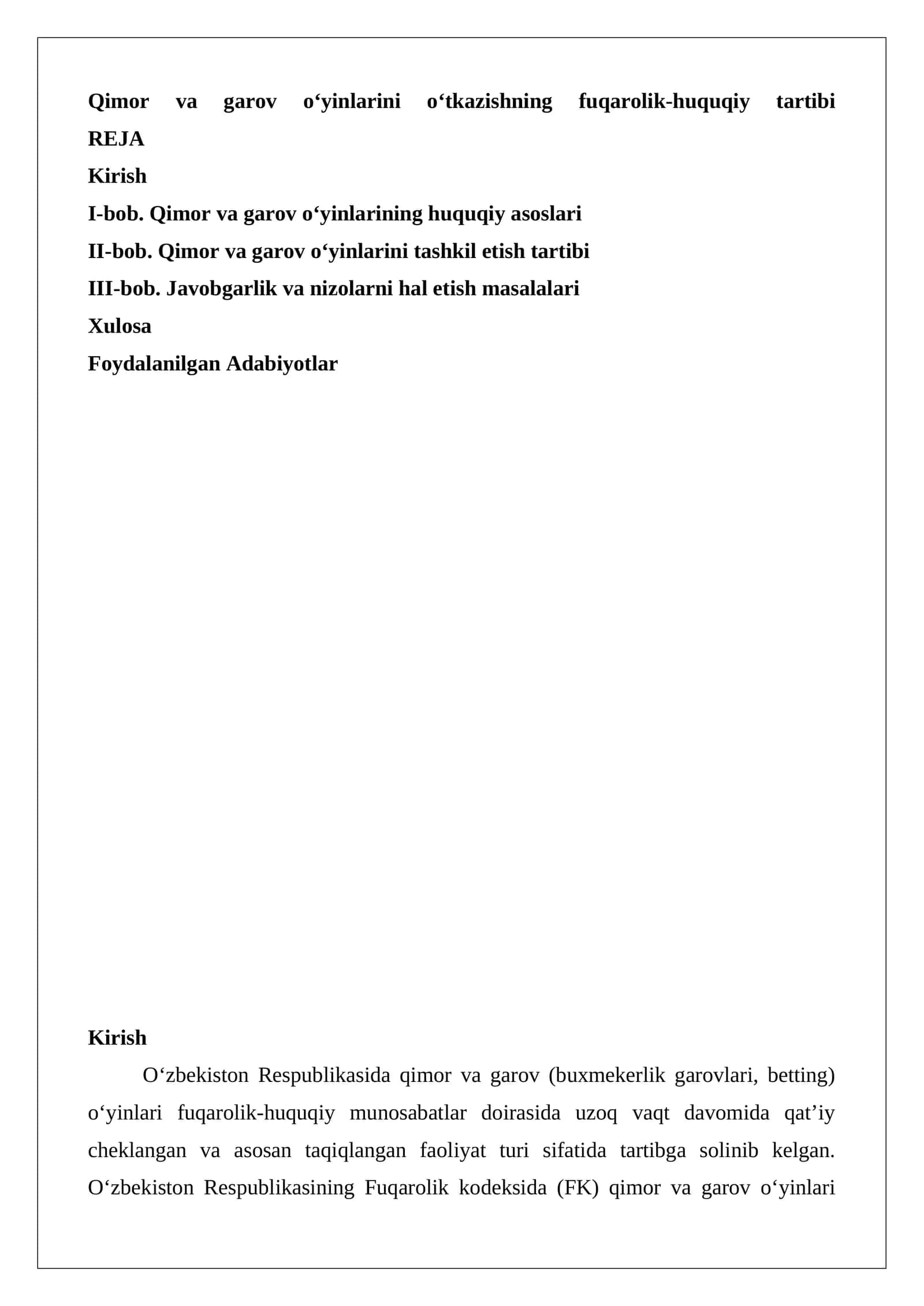 Qimor va garov o‘yinlarini o‘tkazishning fuqarolik-huquqiy tartibi 1