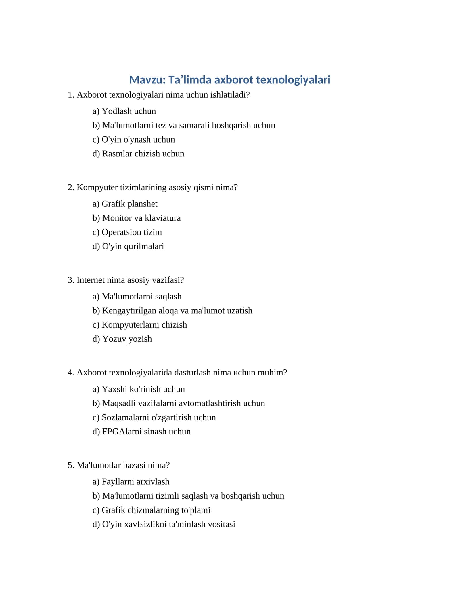 Taʼlimda axborot texnologiyalari 1
