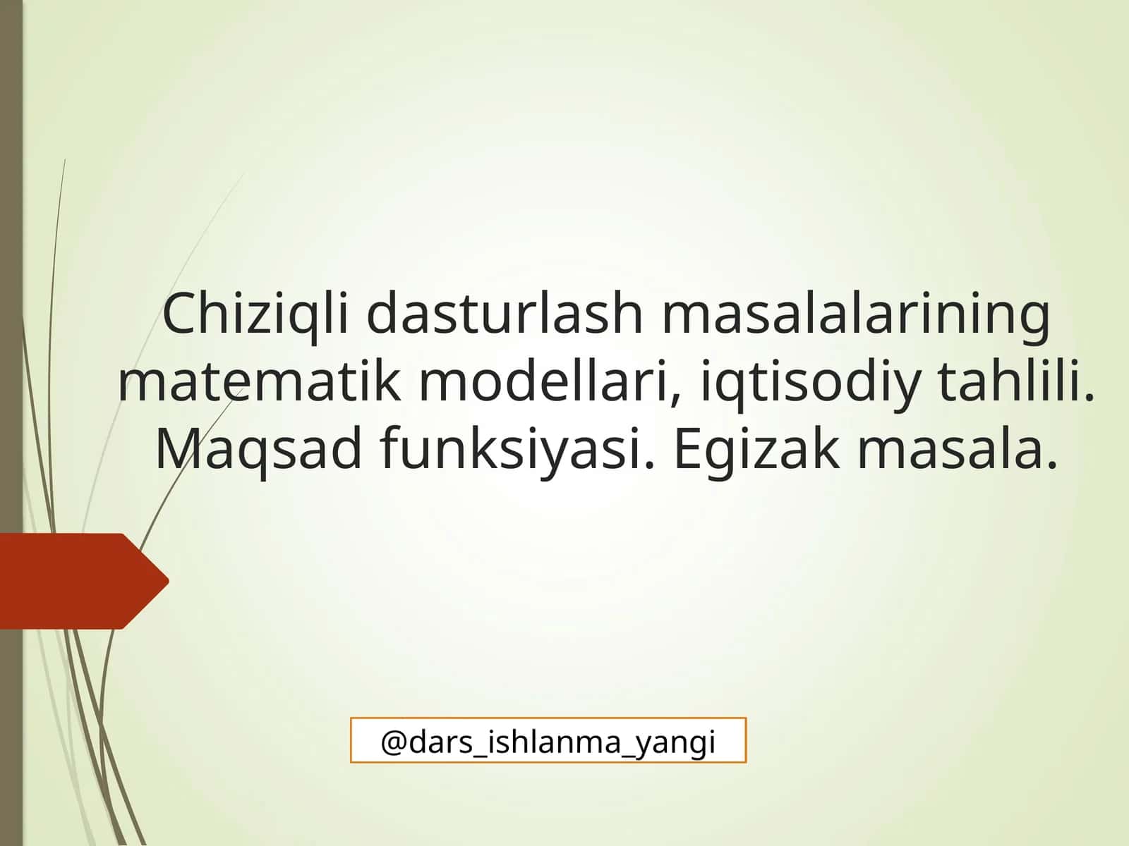 Chiziqli dasturlash masalalarining matematik modellari 1