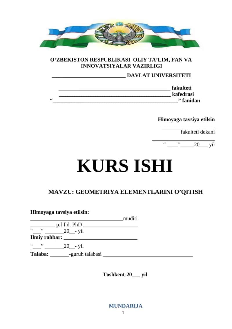 GEOMETRIYA ELEMENTLARINI O’QITISH 1