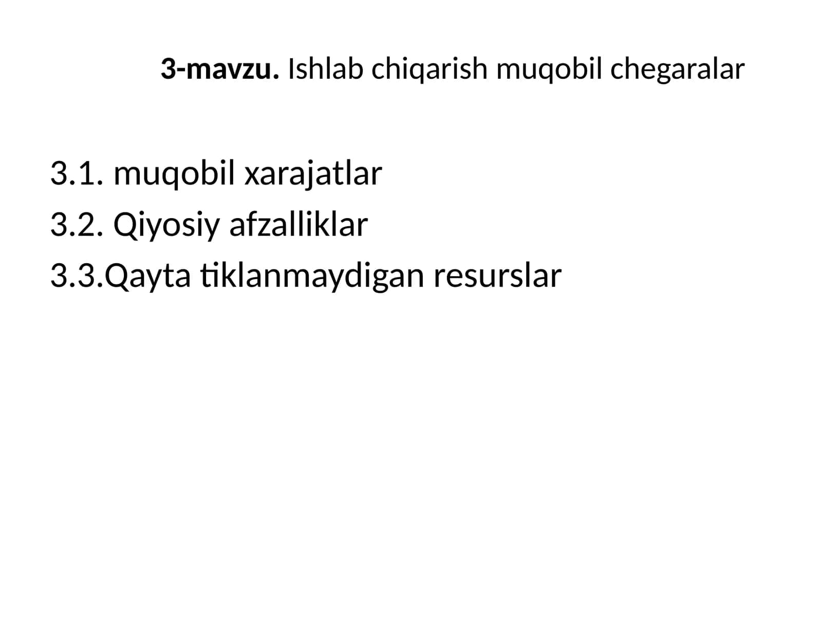 Ishlabchiqarish muqobilxarajatlari 1