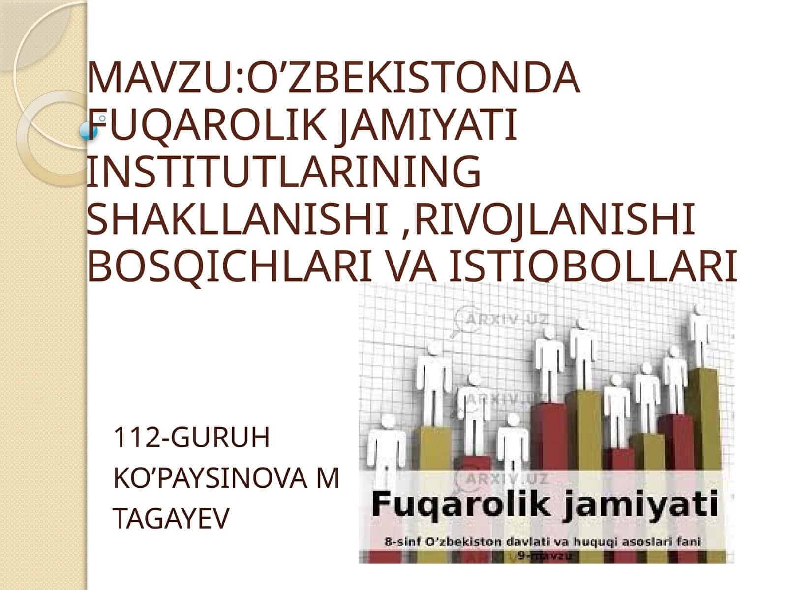 O'ZBEKISTONDA FUQAROLIK JAMIYATI INSTITUTLARINING SHAKLLANISHI, RIVOJLANISHI BOSQICHLARI VA ISTIQBOLLARI 1
