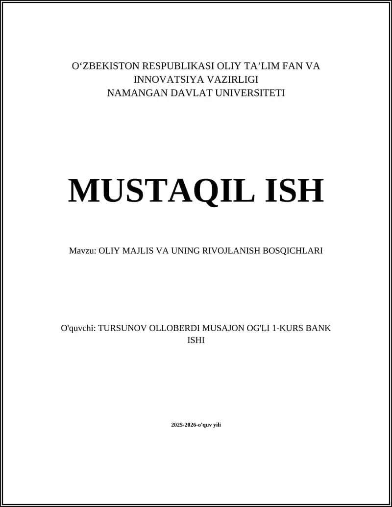 OLIY MAJLIS VA UNING RIVOJLANISH BOSQICHLARI 1
