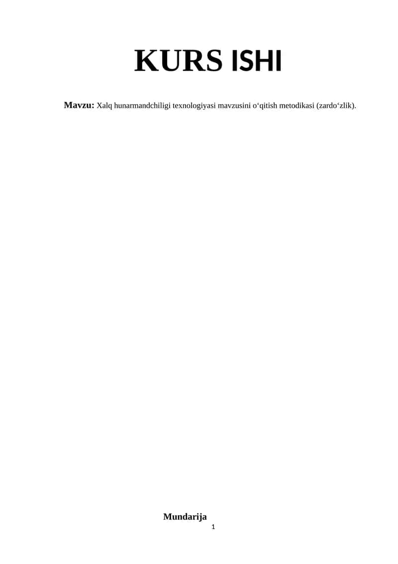 Xalq hunarmandchiligi texnologiyasi mavzusini o‘qitish metodikasi (zardo‘zlik) 1