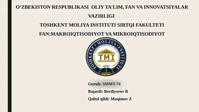 Makro-iqtisodiyot va Mikro-iqtisodiyot 1
