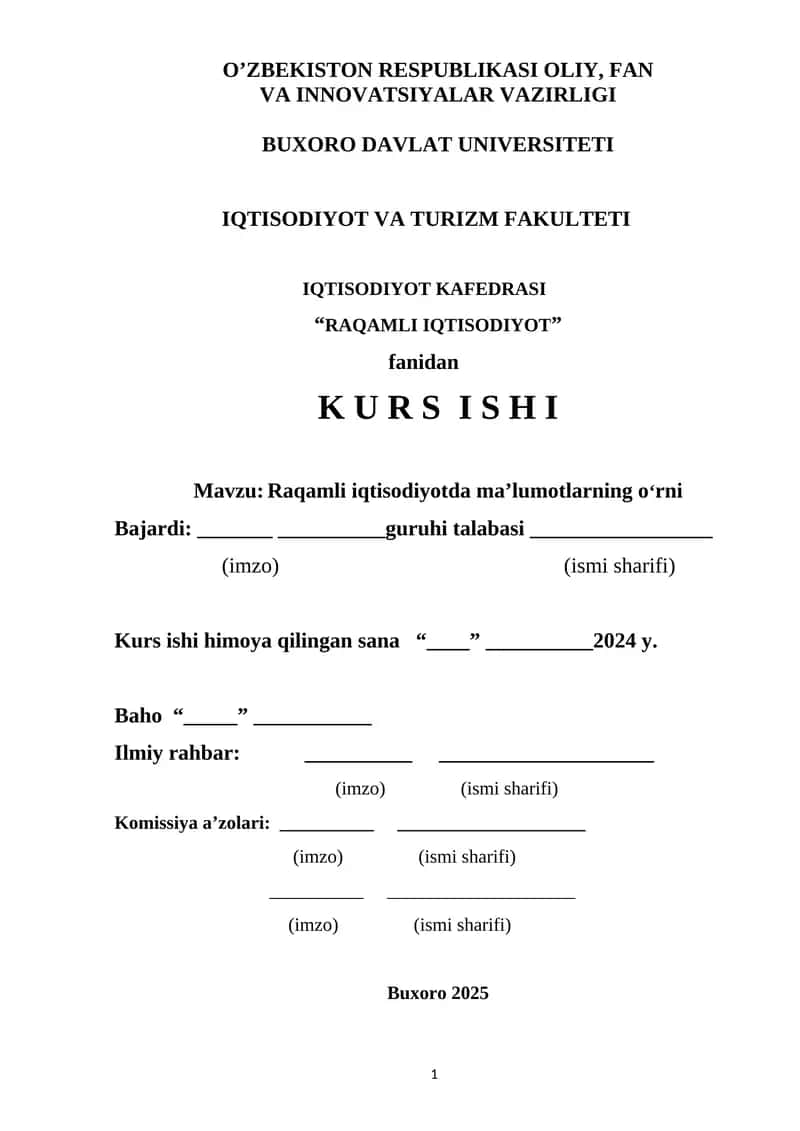 Raqamli iqtisodiyotda ma’lumotlarning o‘rni 1