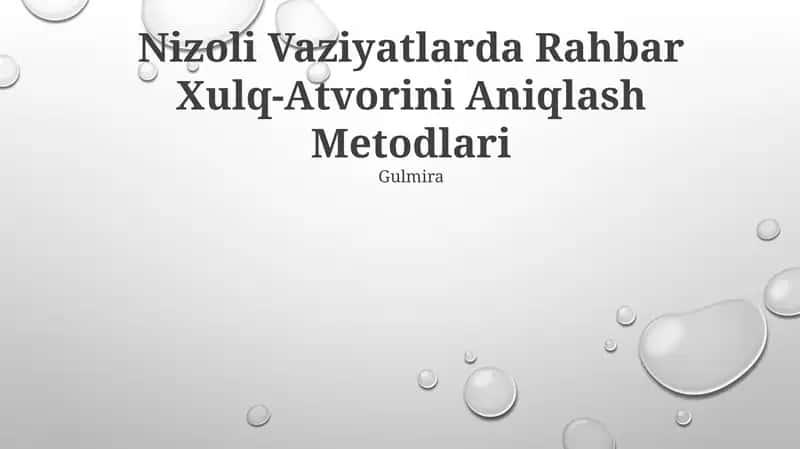 Nizoli Vaziyatlarda Rahbar Xulq-Atvorini Aniqlash Metodlari 1