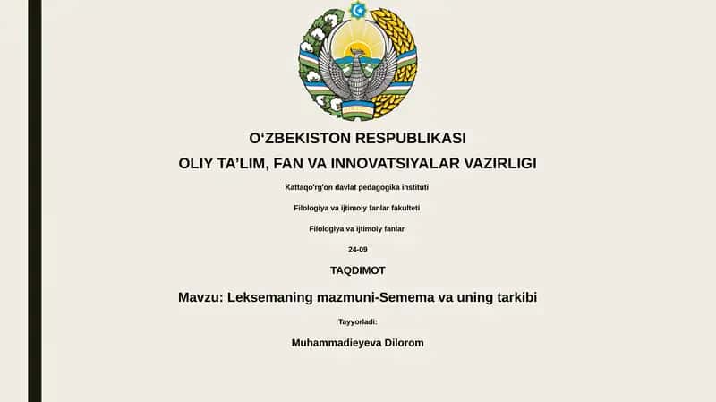 Leksemaning mazmuni-Semema va uning tarkibi 1