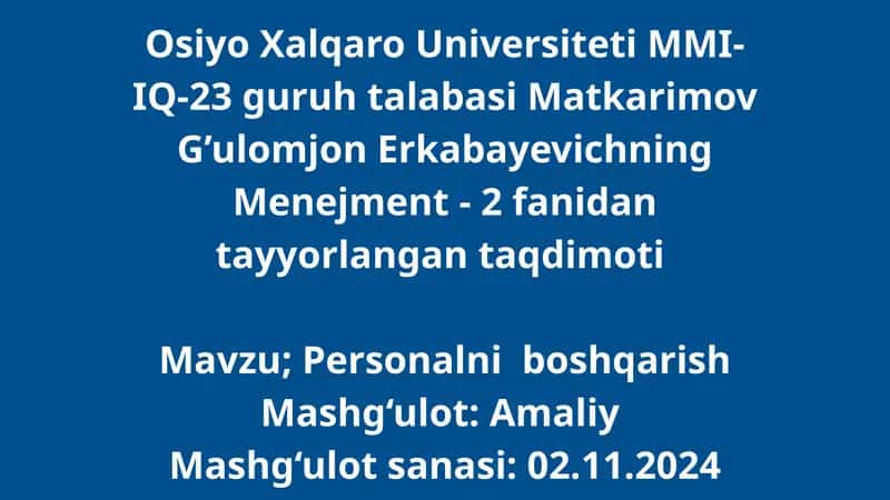 Personalni boshqarish 1