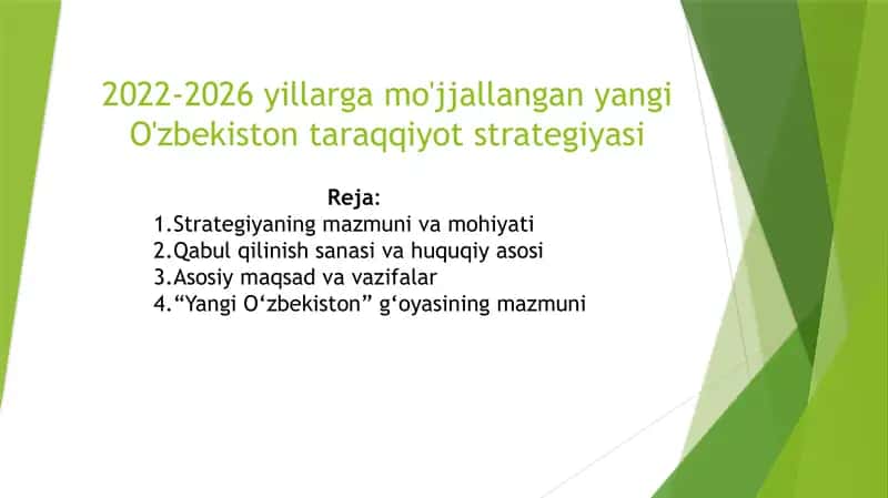 Yangi O'zbekiston taraqqiyot strategiyasi 1