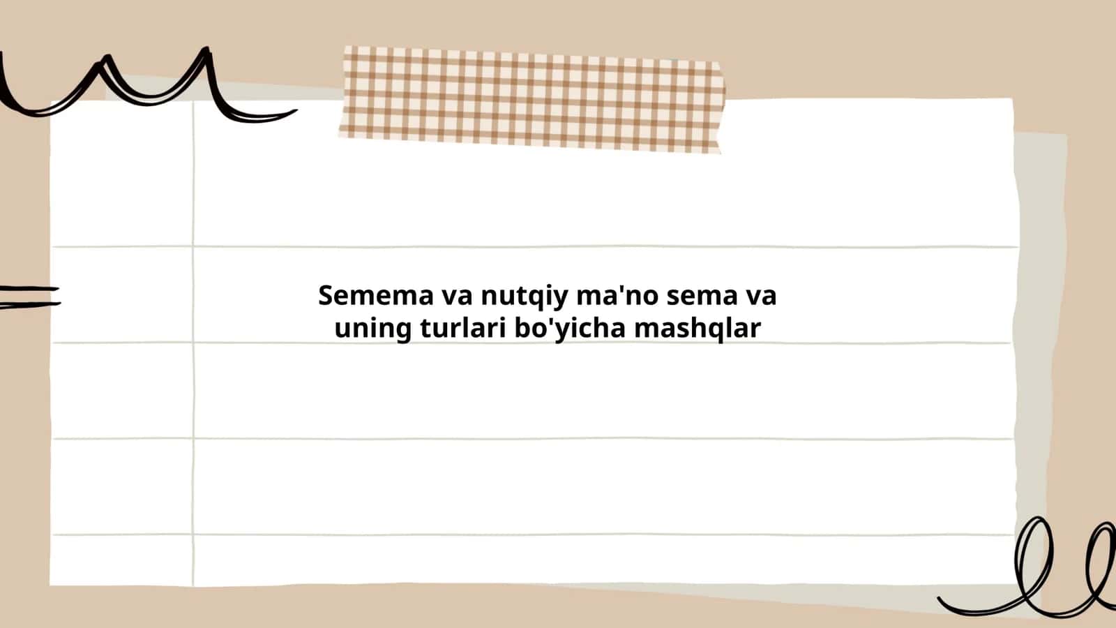 Semema va nytqiy ma'no sema va uning turlari bo'yicha mashqlar 1