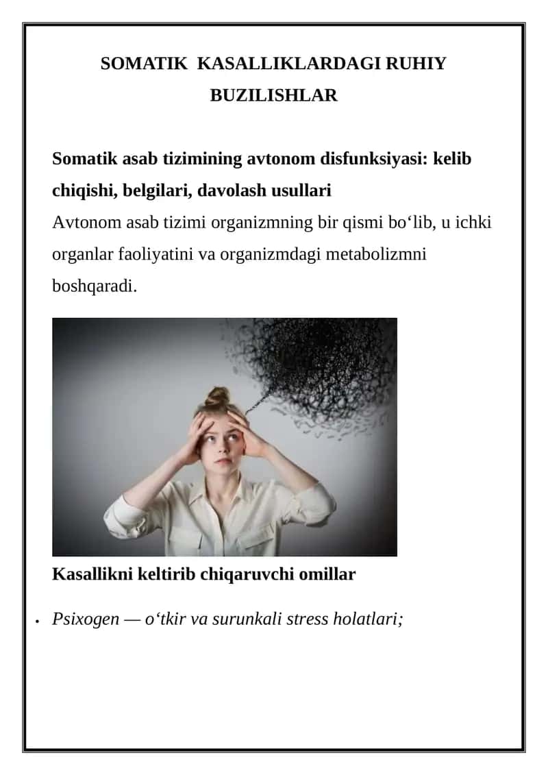 SOMATIK KASALLIKLARDAGI RUHIY BUZILISHLAR 1