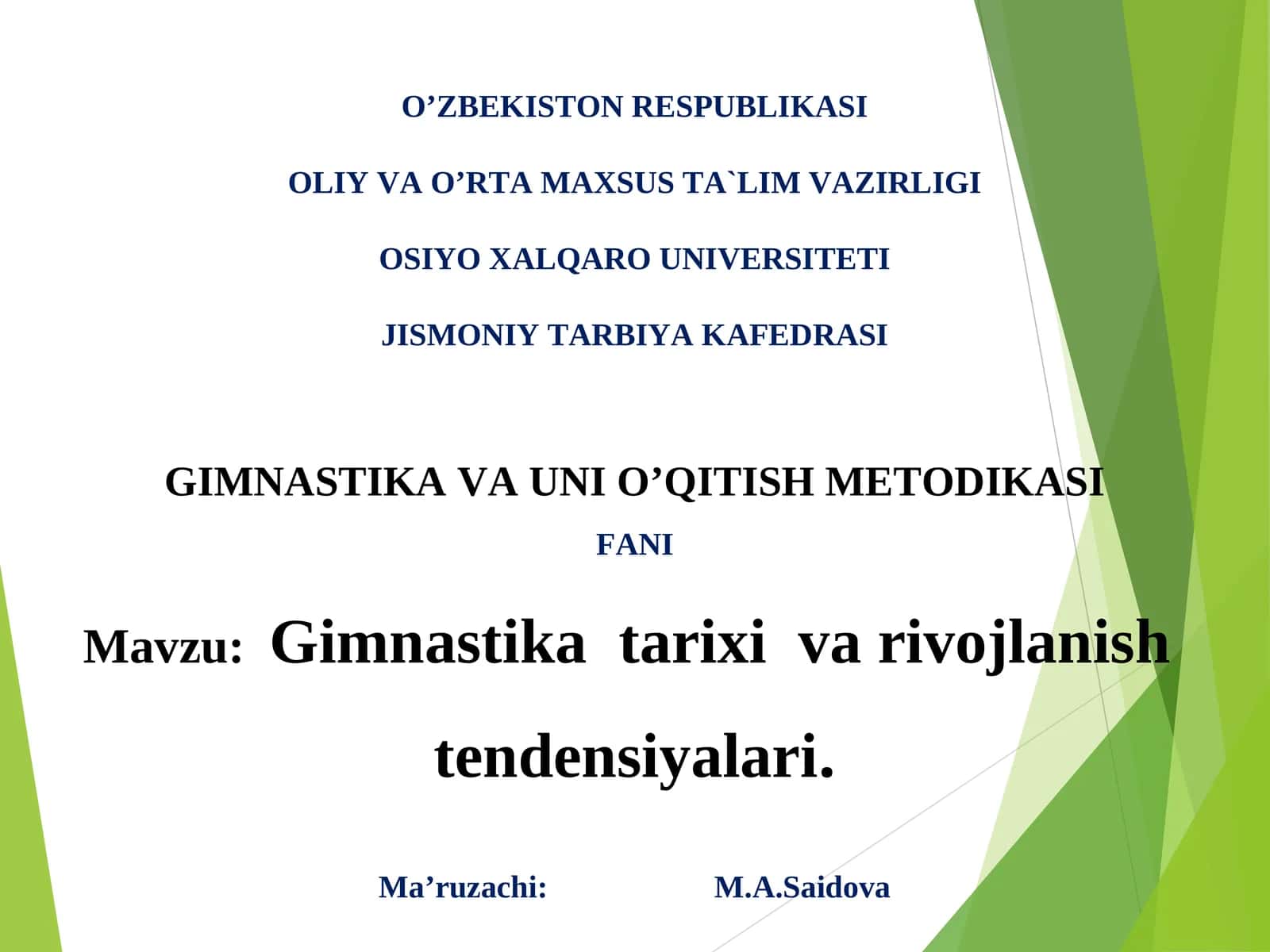 Gimnastika tarixi va rivojlanish tendensiyalari 1