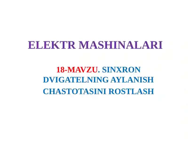ELEKTR MASHINALARI