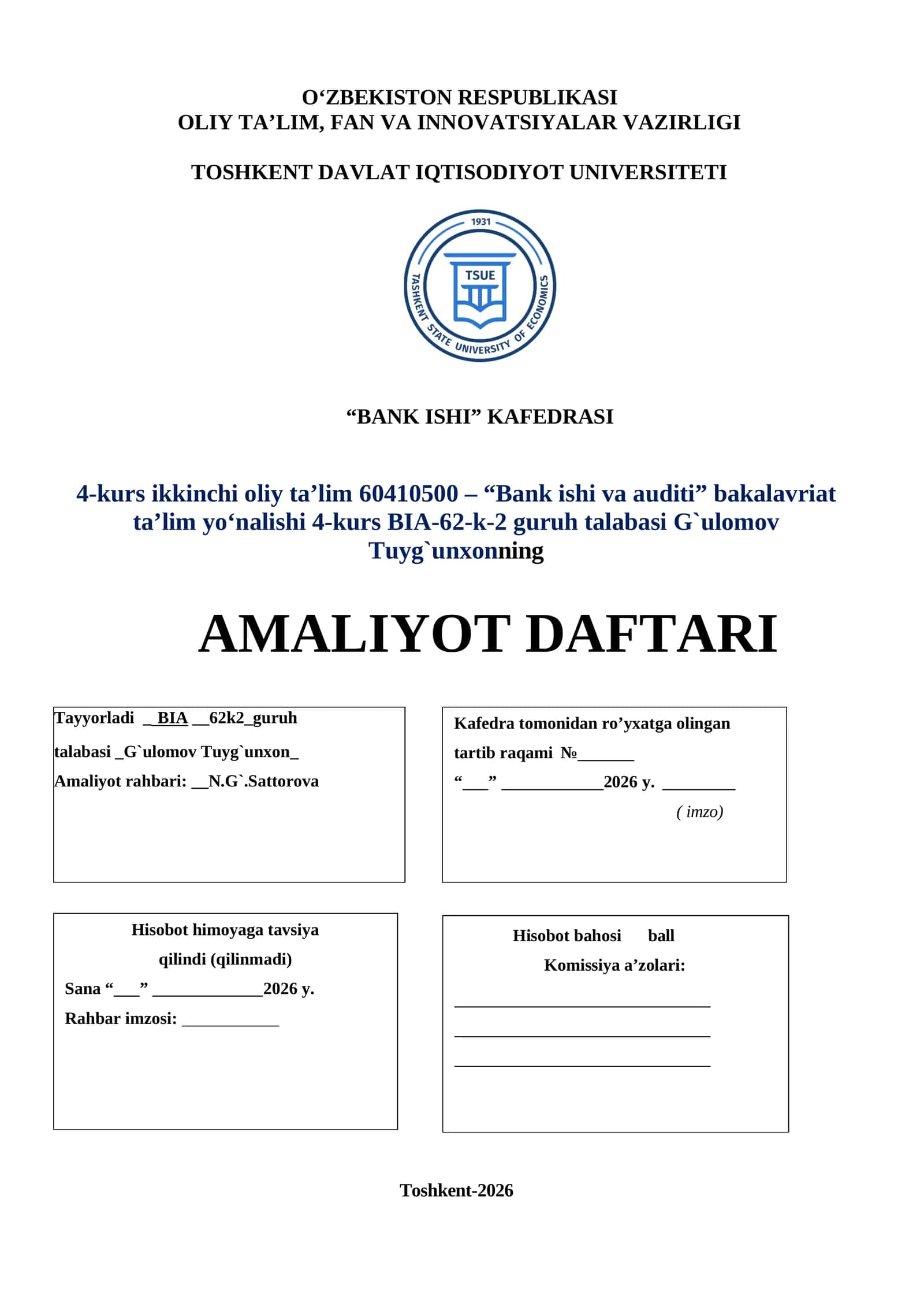 Octobank amaliyot daftari tayyori 1