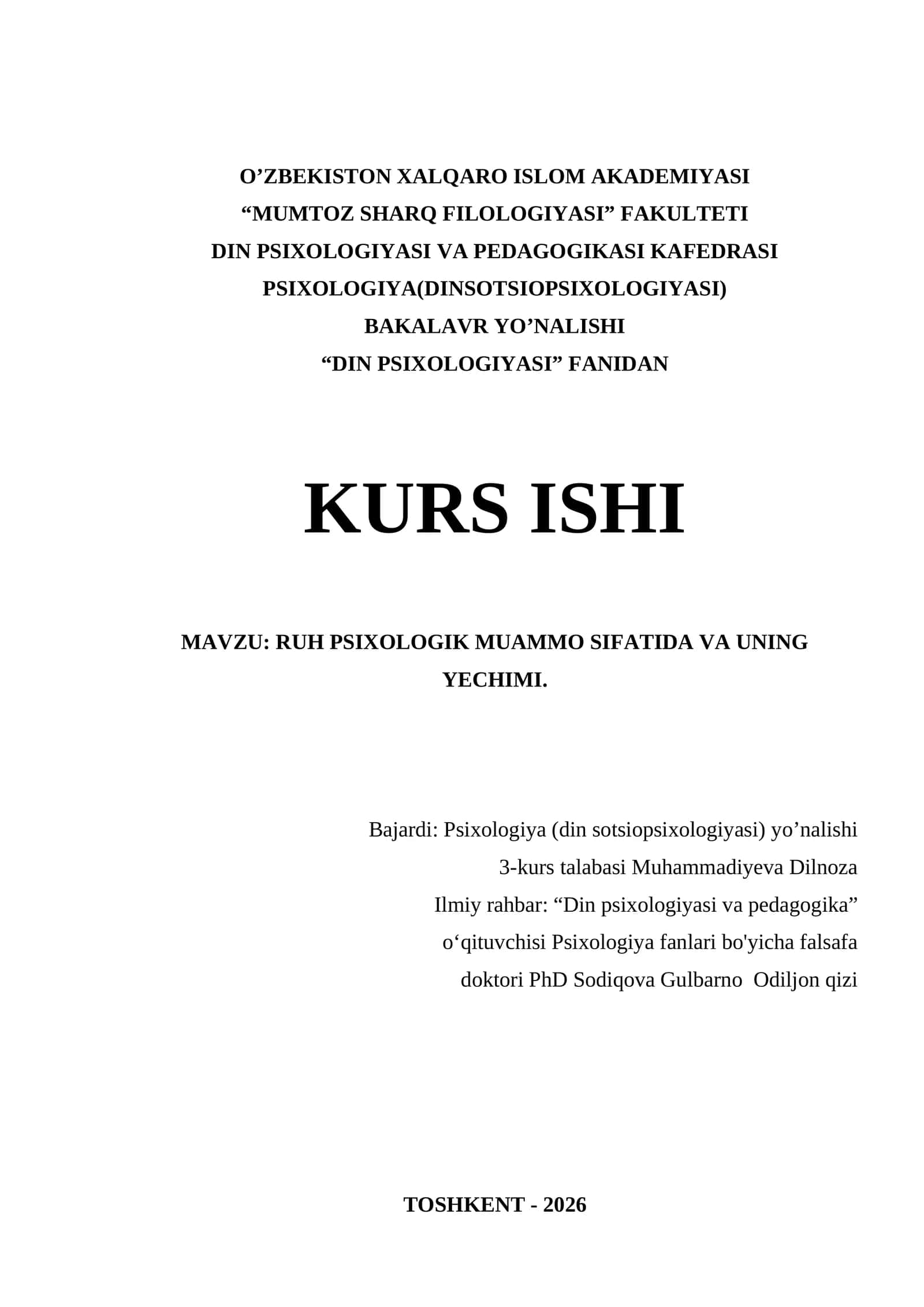Ruh psixоlоgik muаmmо sifаtidа vа uning yechimi. 1