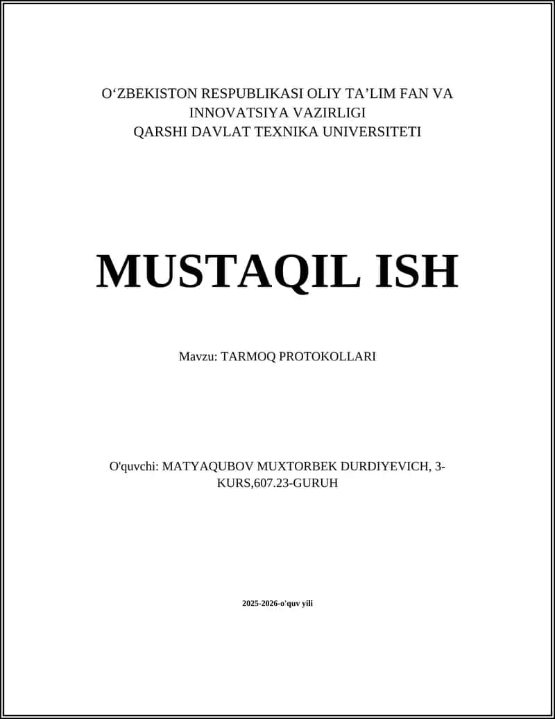 TARMOQ PROTOKOLLARI 1