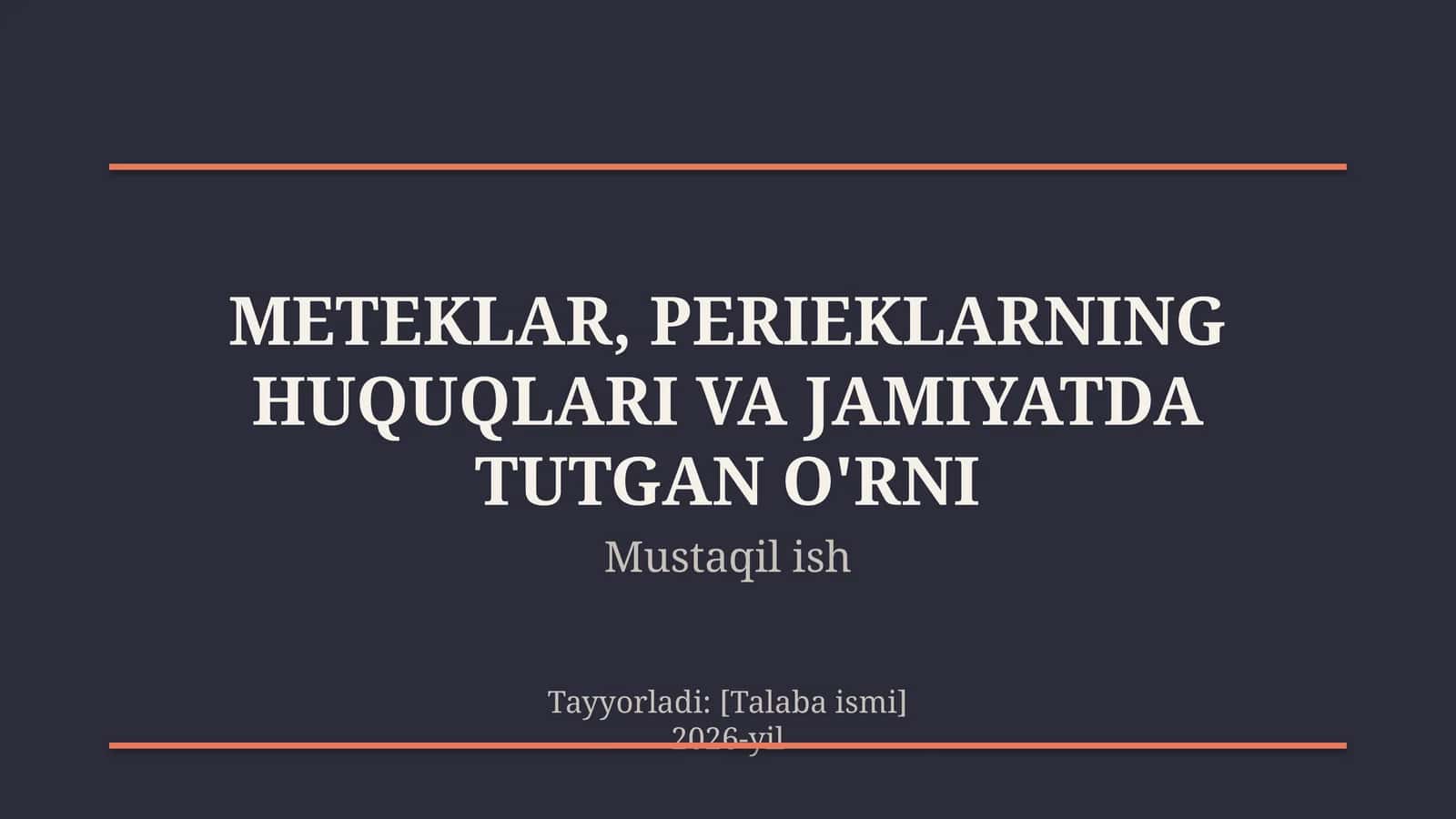 Meteklar, perieklarning huquqlari va jamiyatda tutgan o'rni 1