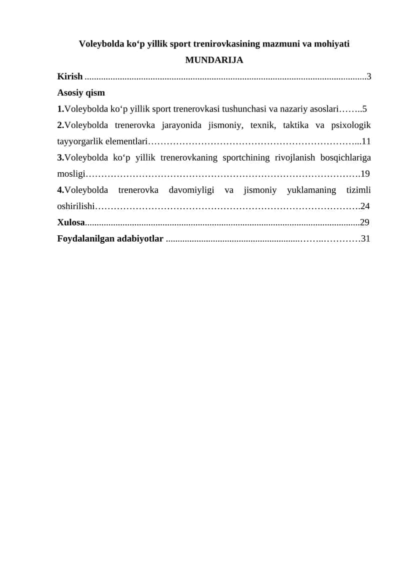 Voleybolda ko‘p yillik sport trenirovkasining mazmuni va mohiyati 1