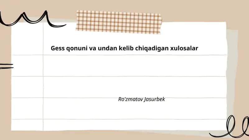 Gess qonuni va undan kelib chiqadigan xulosalar 1