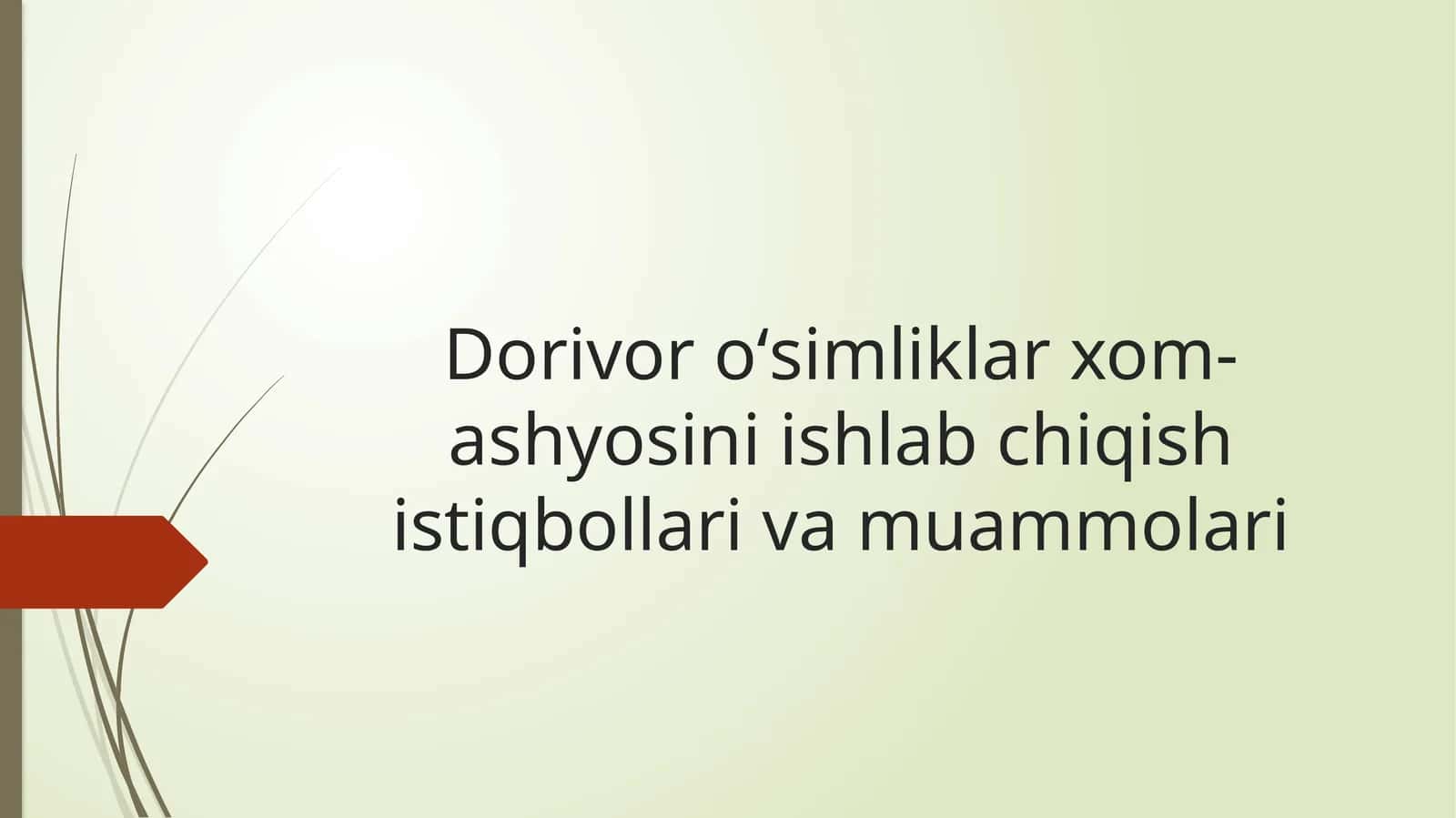Dorivor oʻsimliklar xom-ashyosini ishlab chiqish istiqbollari va muammolari 1