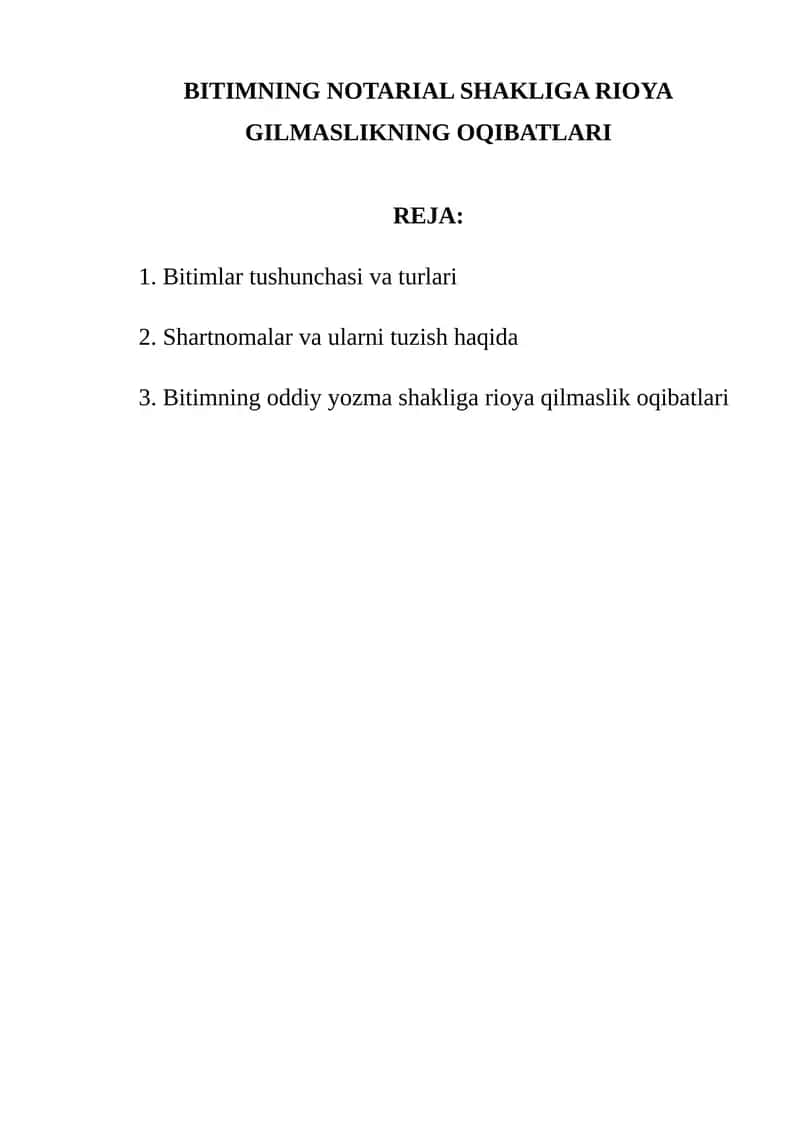Bitimning Notarial Shakliga Rioya Gilmaslikning Oqibatlari 1